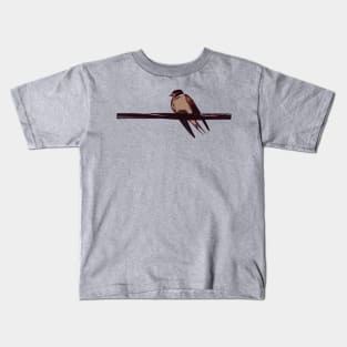 Swallow Bird Perched On a Wire Kids T-Shirt